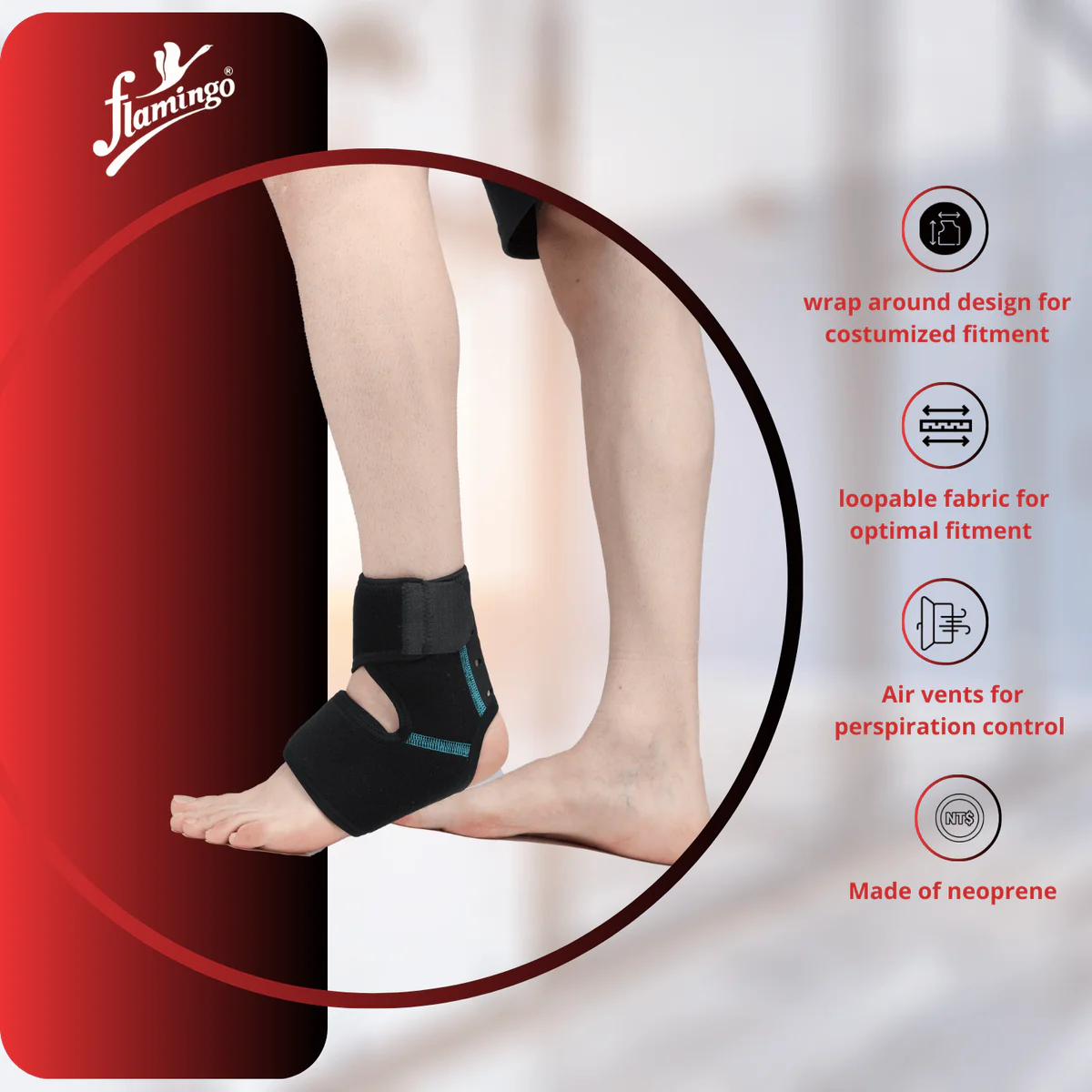Neoprene Ankle Wrap (Brand: Flamingo)