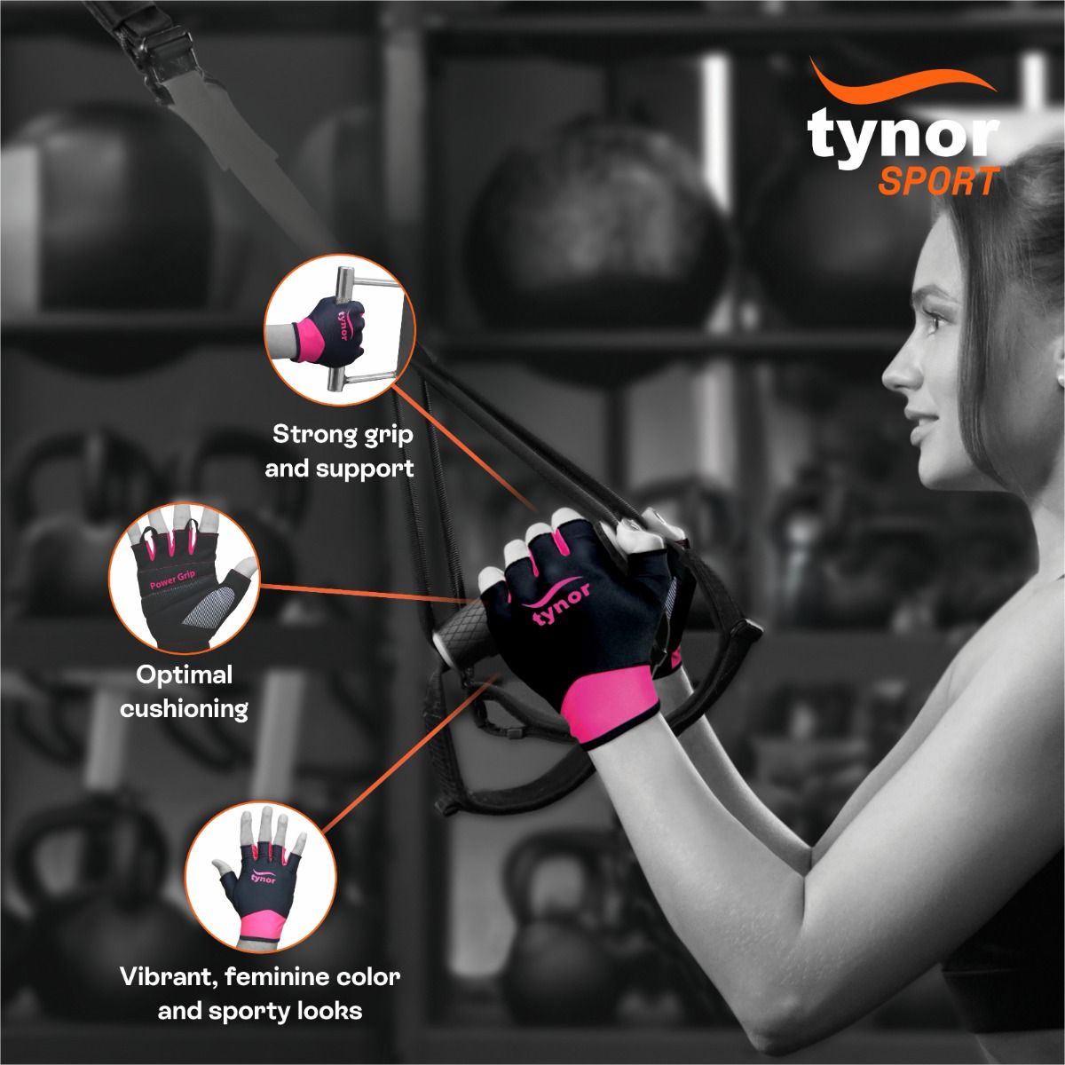Tynogrip Women's Gym Gloves (tynor) 3