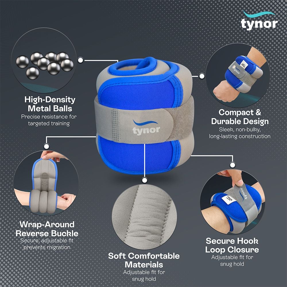 Weight Cuff, Grey, 1KG, Universal Size, 1 Unit (tynor) 2