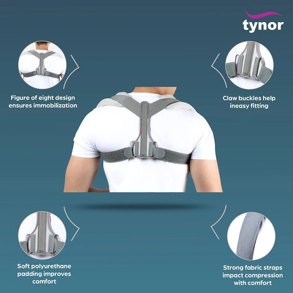 Clavicle Brace with Fastening Tape, Grey, Child, 1 Unit (tynor) 3